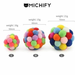 Pelota de Felpa para Gatos (Pack de 3 Unid.)